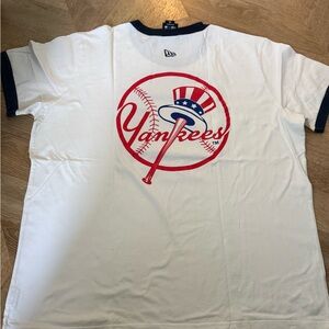 New Era White Yankees Graphic Tee with Red and Navy Accents